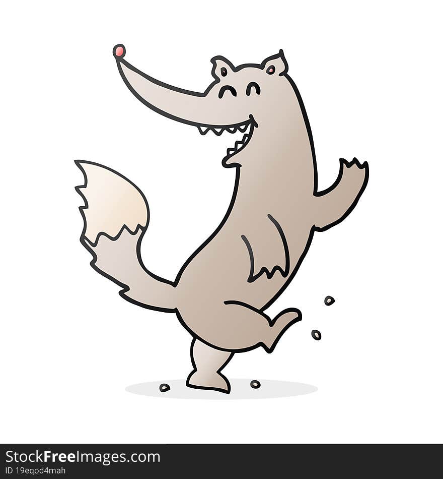 Cartoon Happy Wolf Dancing