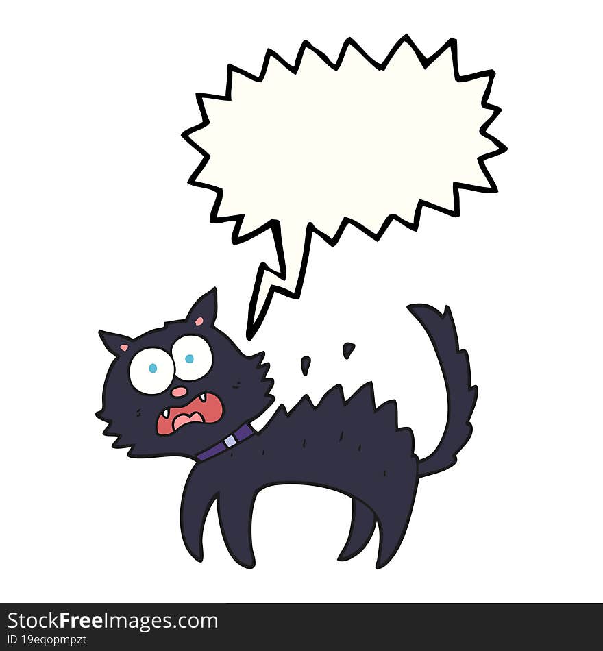 Speech Bubble Cartoon Scared Black Cat