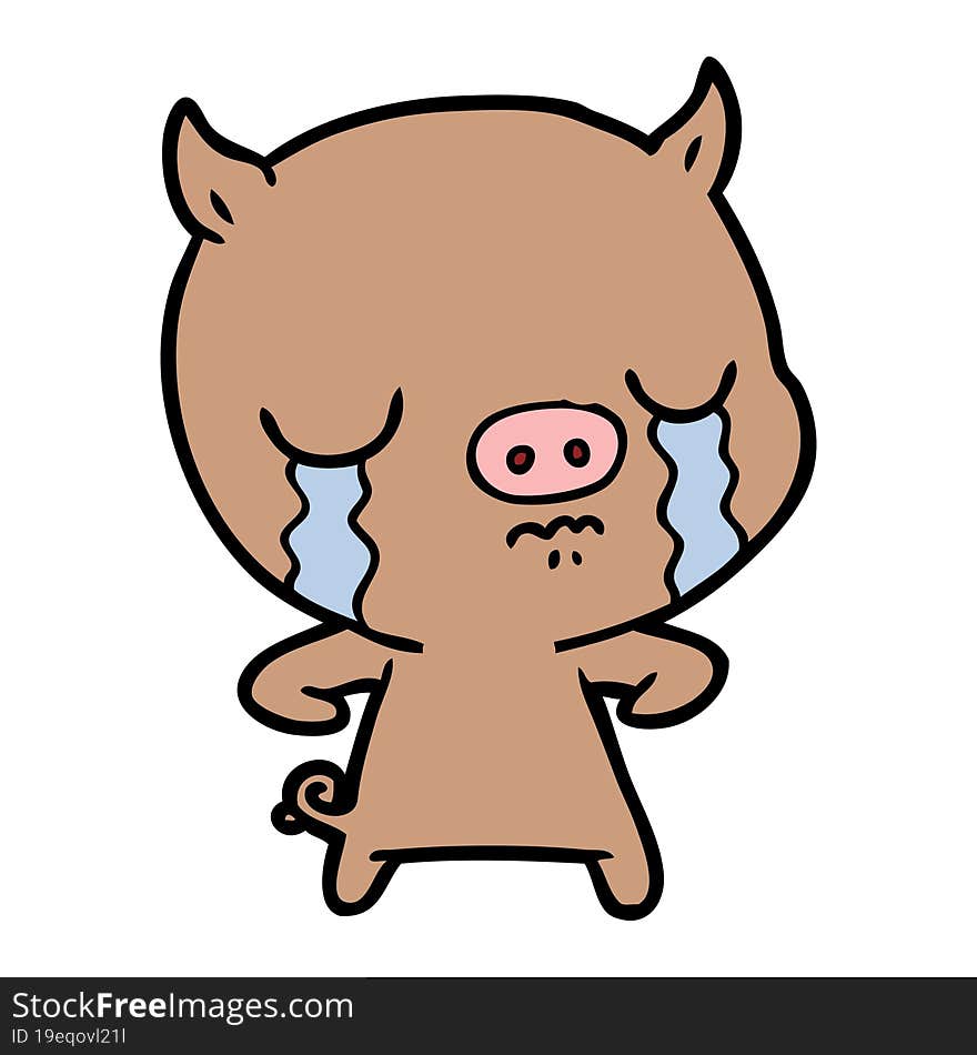 cartoon pig crying. cartoon pig crying