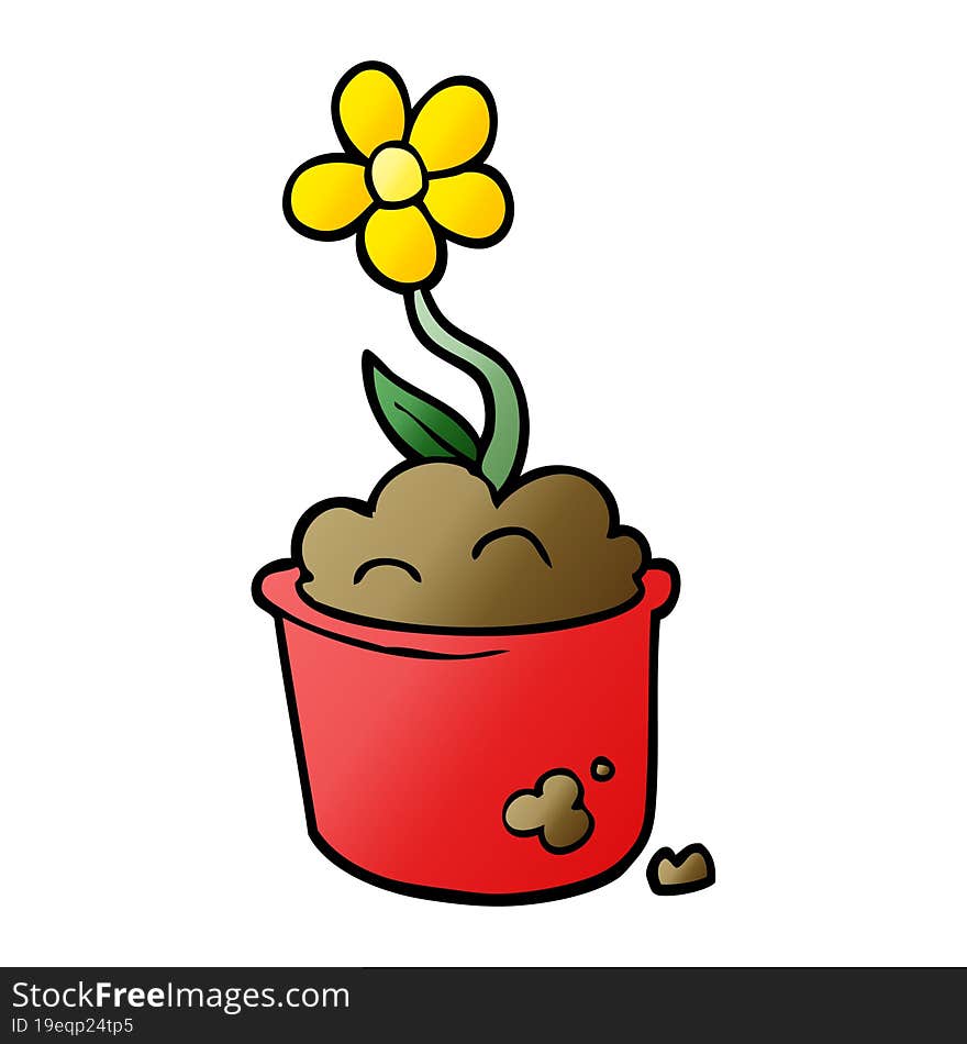 cartoon doodle flower pot