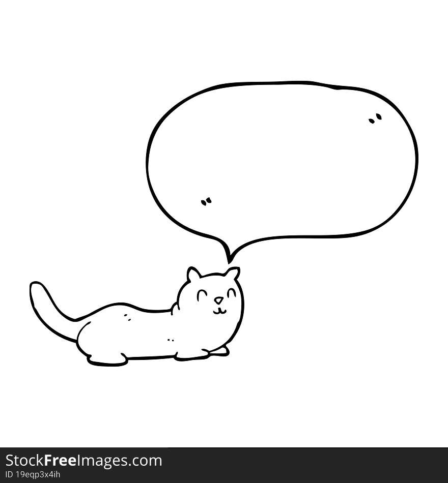 freehand drawn speech bubble cartoon cat