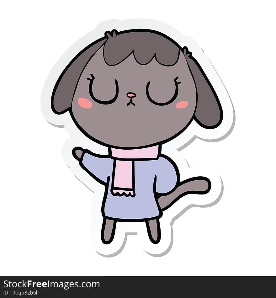 Sticker Of A Cute Cartoon Dog