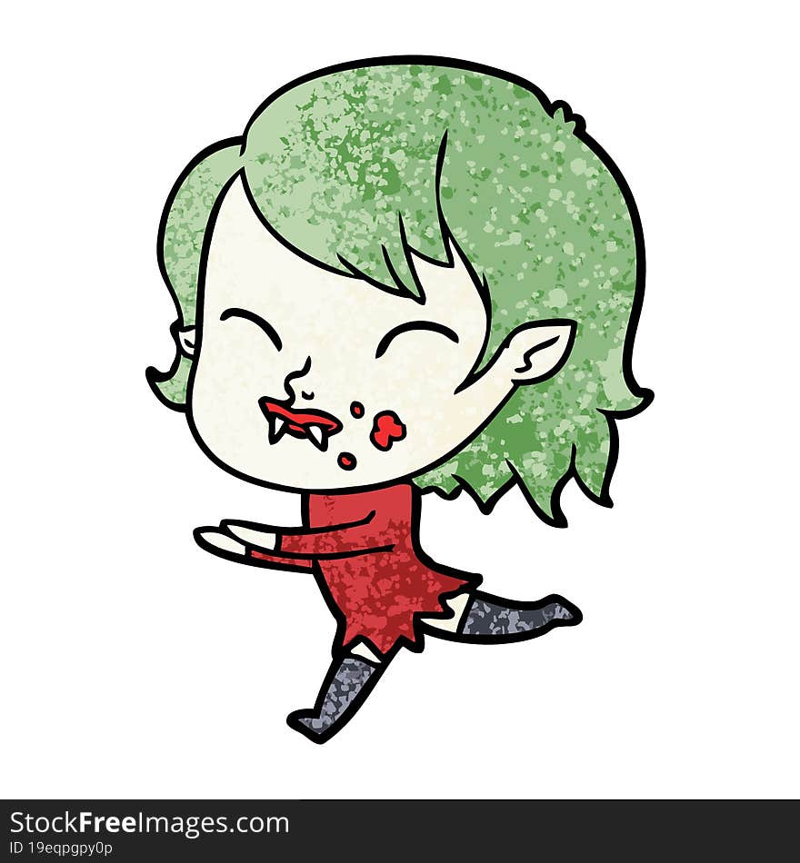 cartoon vampire girl with blood on cheek. cartoon vampire girl with blood on cheek