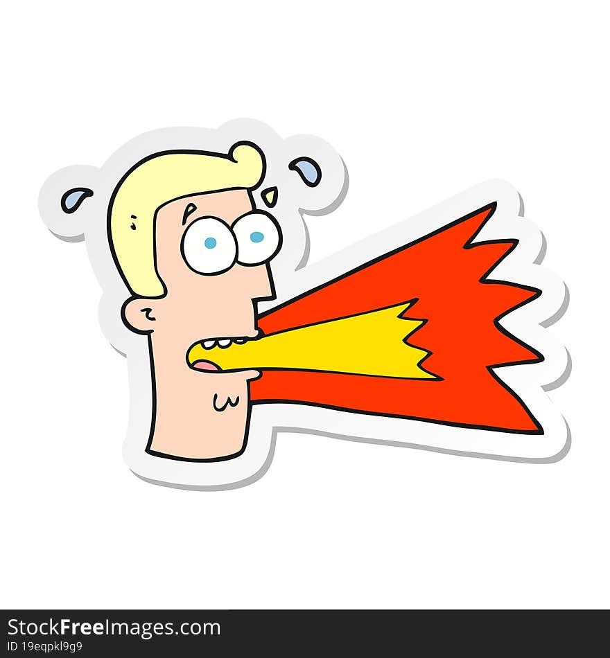 sticker of a cartoon shouting man