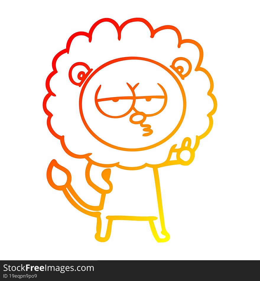 warm gradient line drawing cartoon bored lion