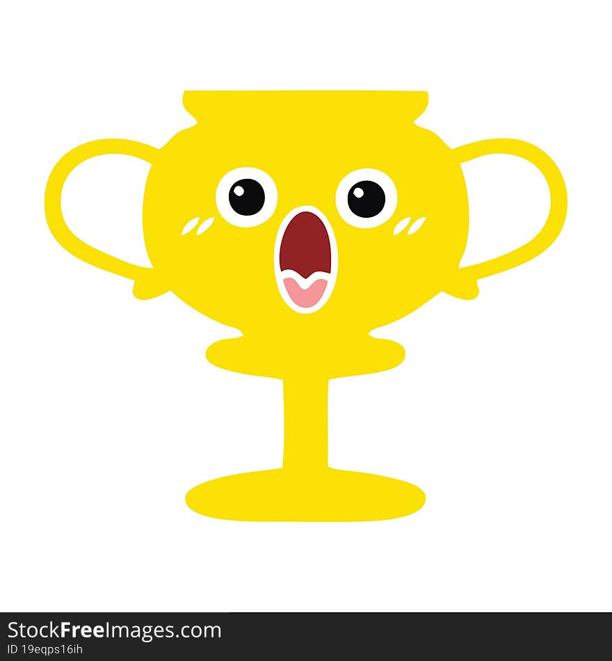 flat color retro cartoon trophy