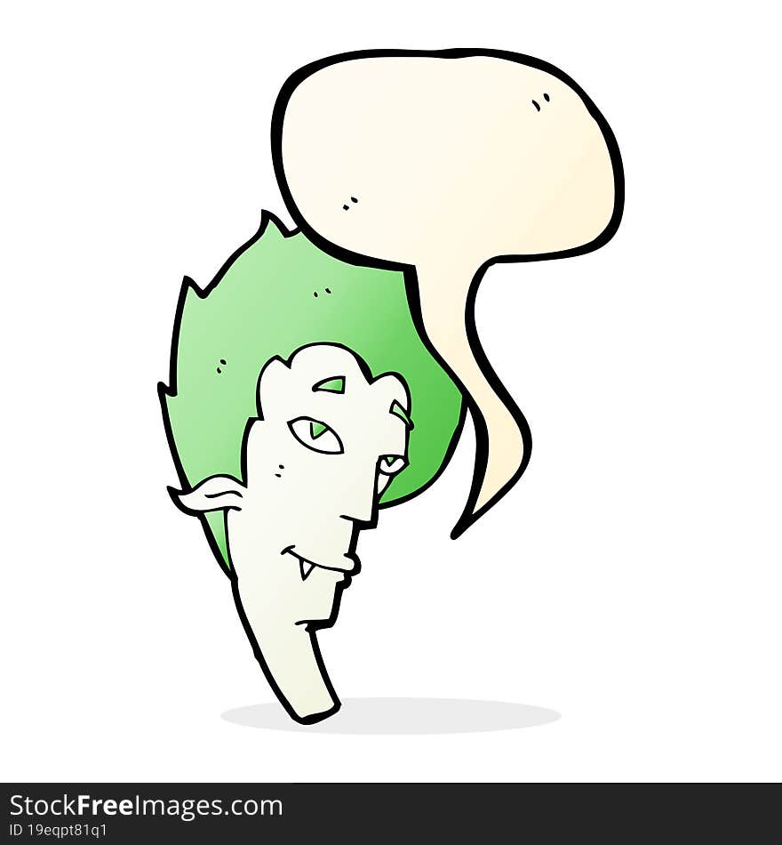 Cartoon Vampire Head With Speech Bubble