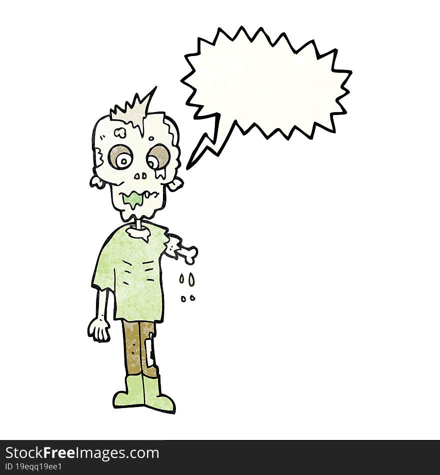 speech bubble textured cartoon zombie