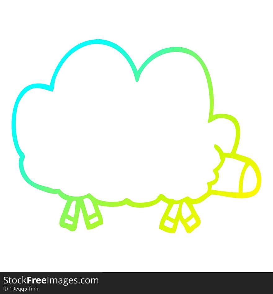 cold gradient line drawing cartoon sheep