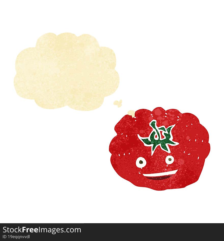 cartoon tomato with thought bubble