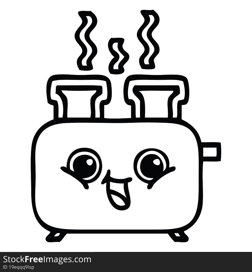 line drawing cartoon of a of a toaster