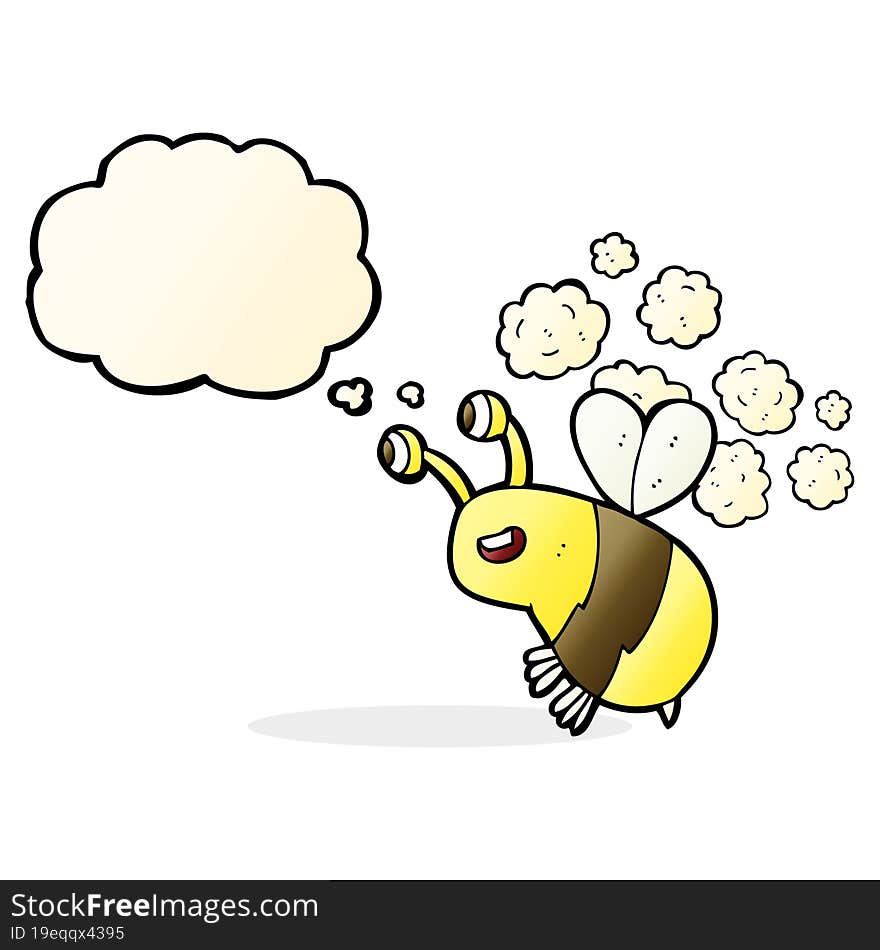 cartoon happy bee with thought bubble