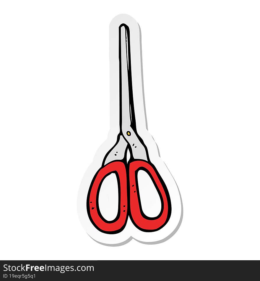 Sticker Of A Cartoon Scissors