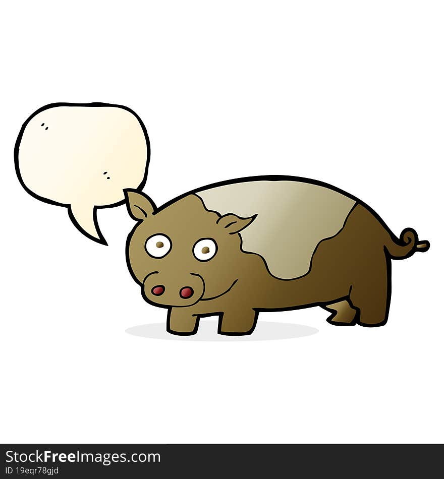 Cartoon Pig With Speech Bubble