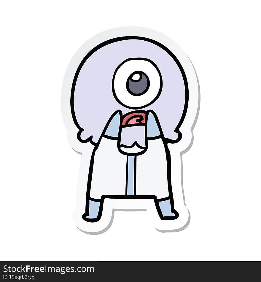 Sticker Of A Cartoon Cyclops Alien Spaceman