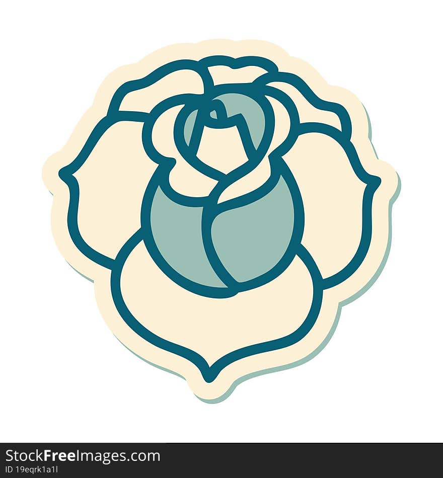 sticker of tattoo in traditional style of a flower. sticker of tattoo in traditional style of a flower