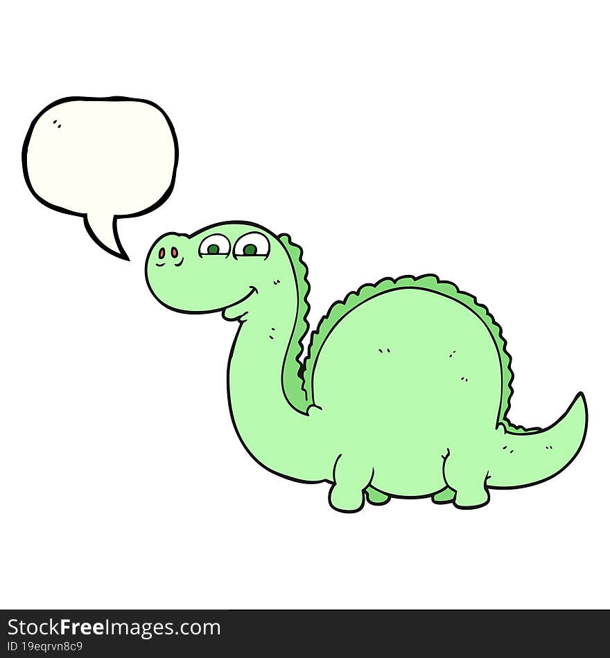 freehand drawn speech bubble cartoon dinosaur