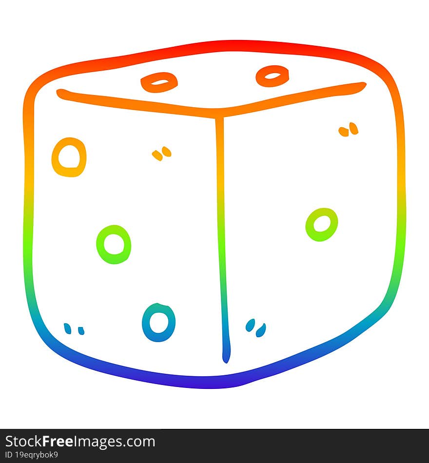 rainbow gradient line drawing cartoon classic dice