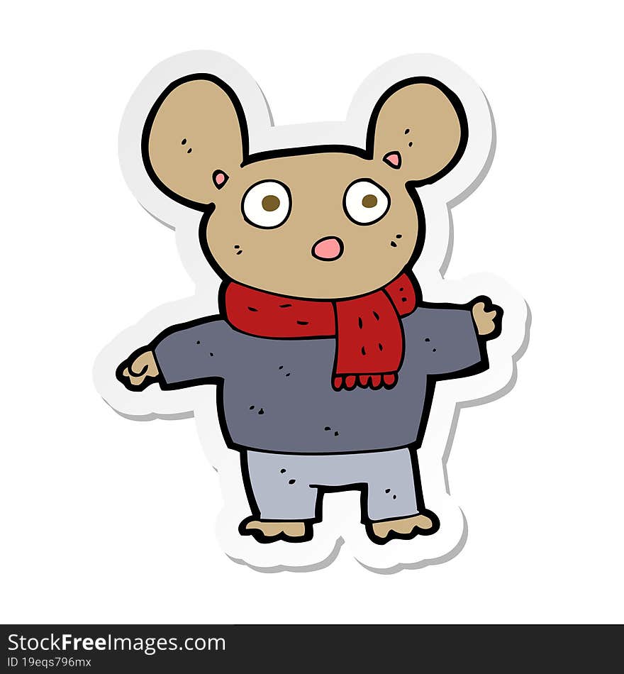 sticker of a cartoon mouse in clothes