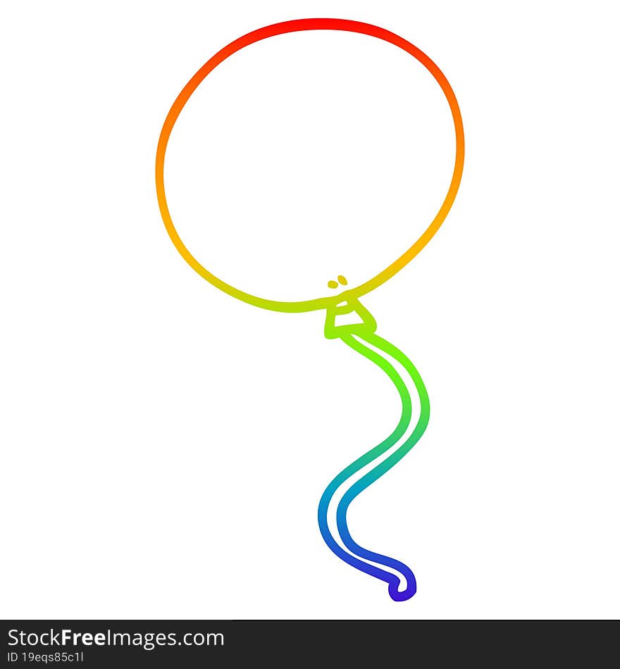 rainbow gradient line drawing of a cartoon balloon