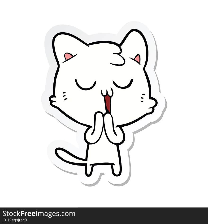 sticker of a cartoon cat singing