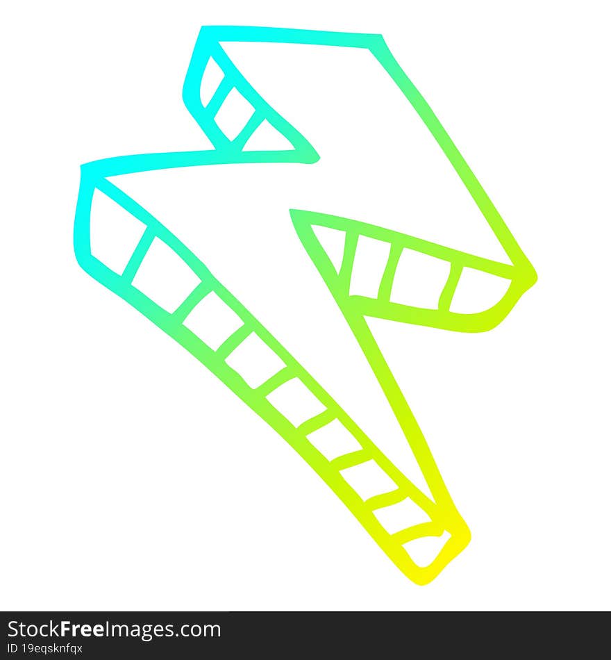 Cold Gradient Line Drawing Cartoon Lightning Bolt