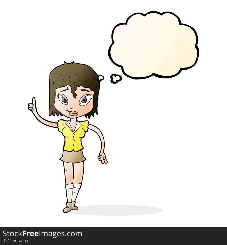 Cartoon Woman Making Point With Thought Bubble