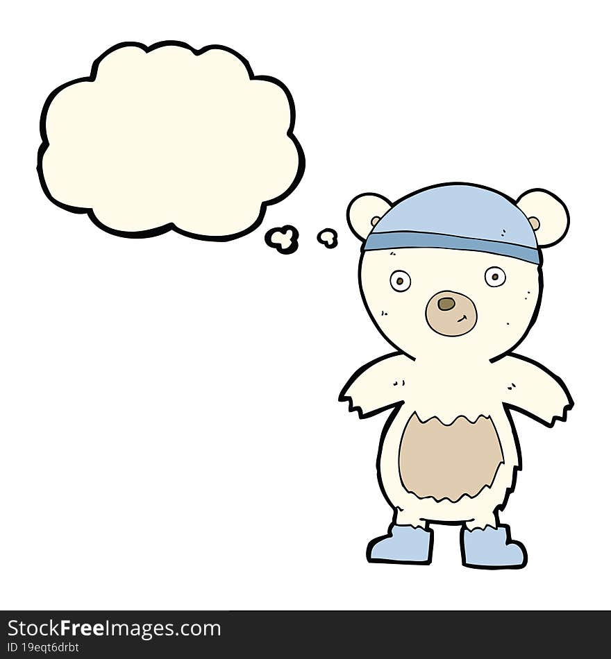 cartoon cute polar bear with thought bubble