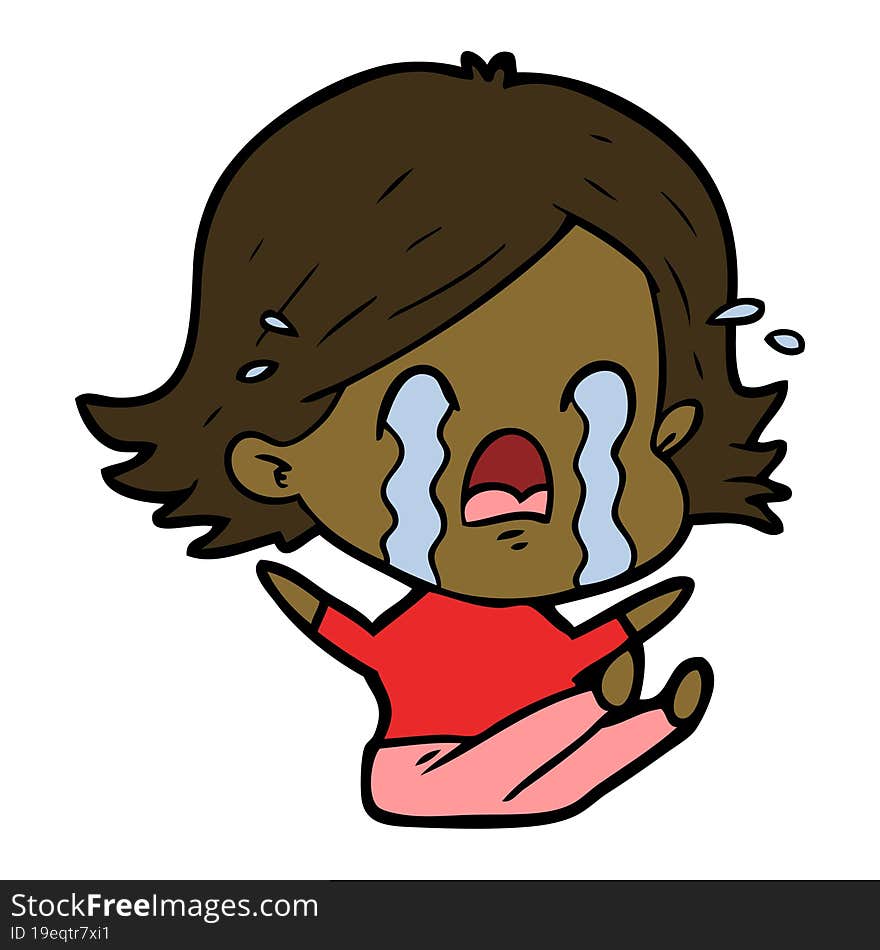 cartoon woman crying. cartoon woman crying