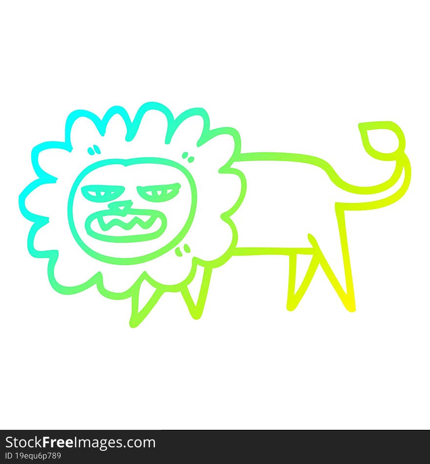 cold gradient line drawing cartoon angry lion