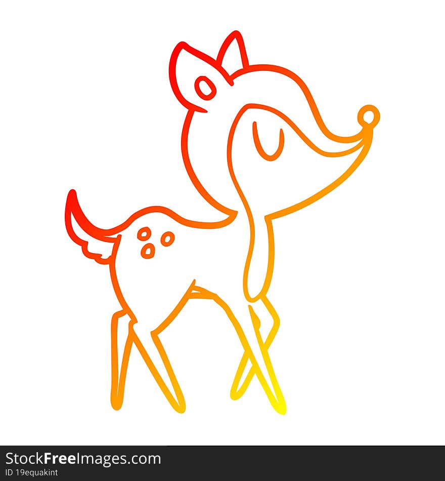 warm gradient line drawing cartoon cute deer