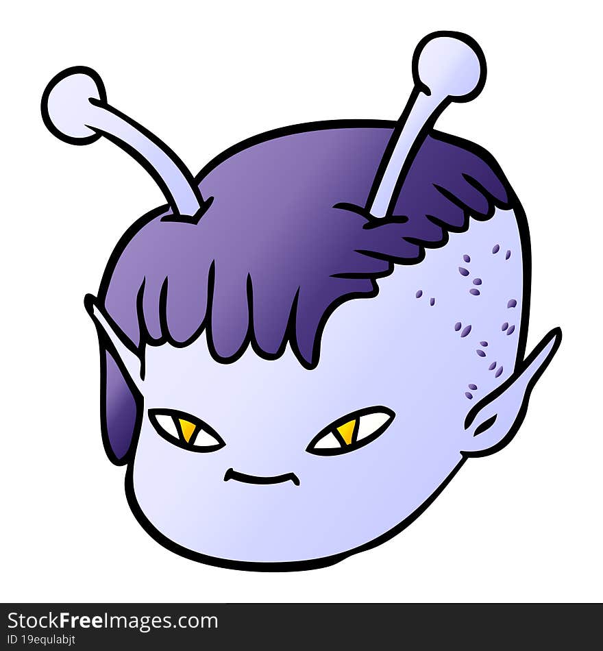 cartoon alien space girl face. cartoon alien space girl face