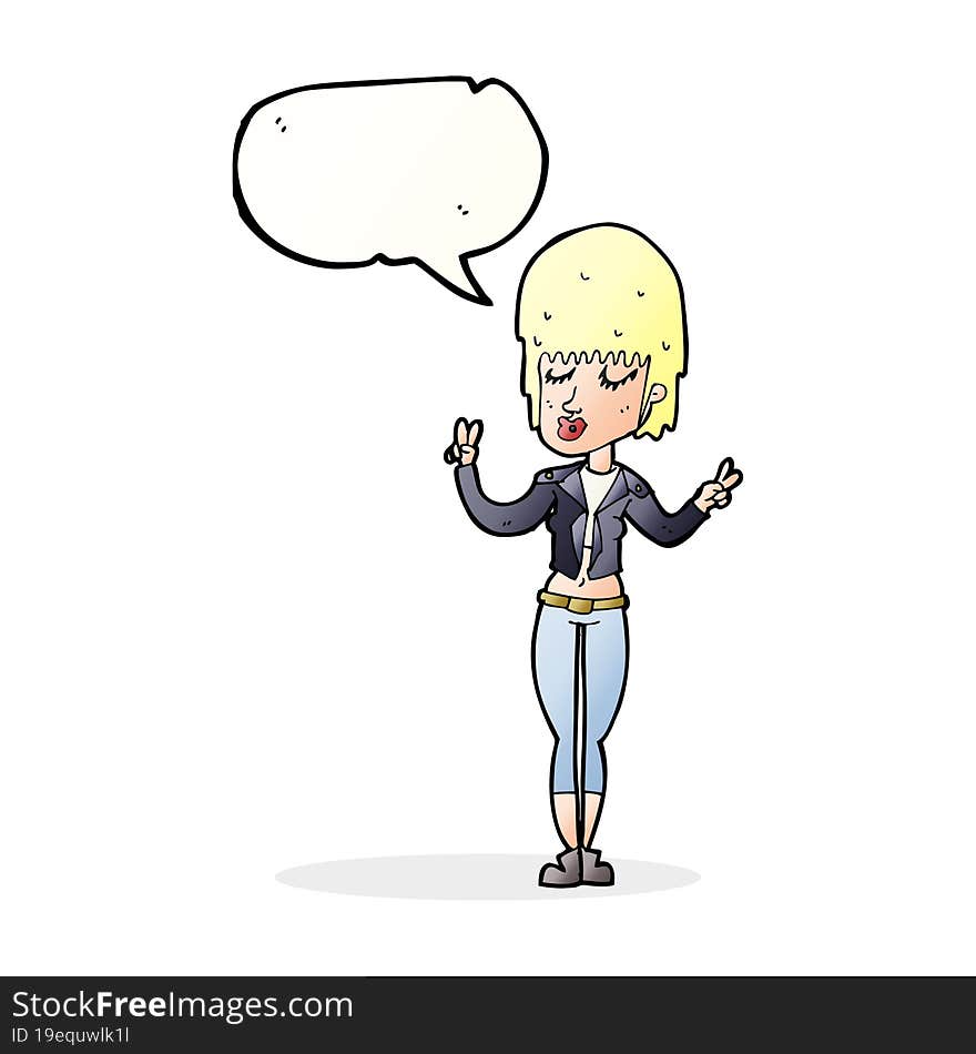 cartoon cool girl with speech bubble