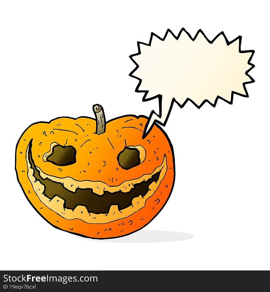 Cartoon Spooky Pumpkin With Speech Bubble