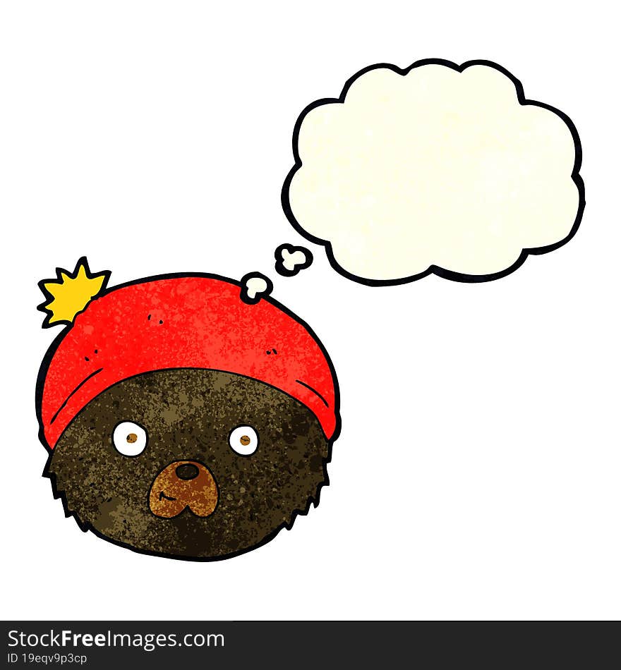 cartoon teddy bear face with thought bubble