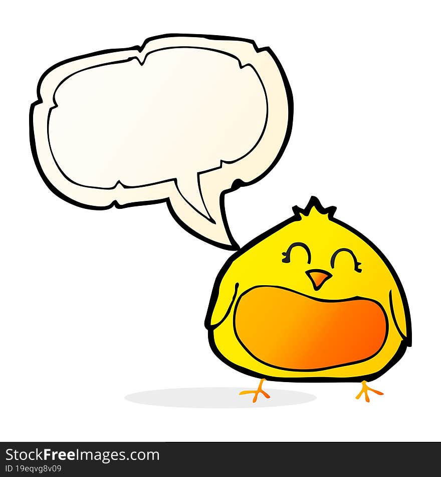 Cartoon Fat Bird With Speech Bubble