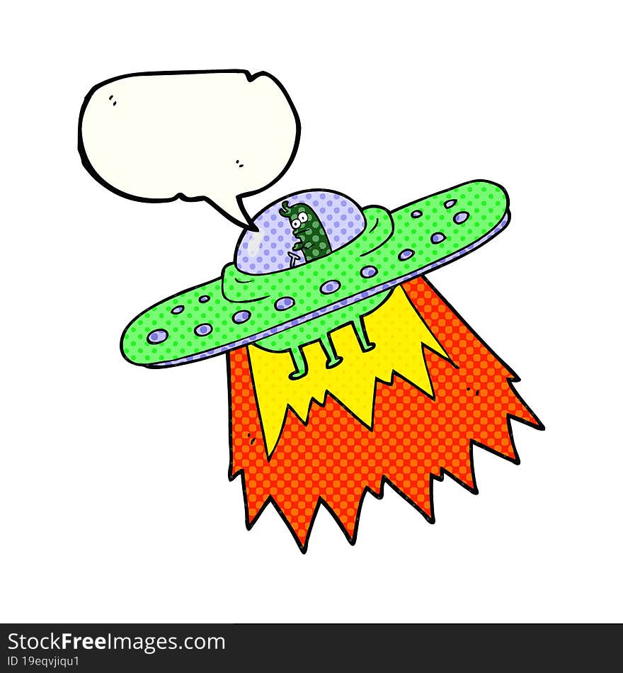 Comic Book Speech Bubble Cartoon Ufo