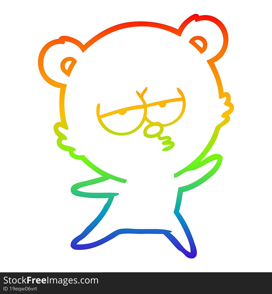 rainbow gradient line drawing bored bear cartoon