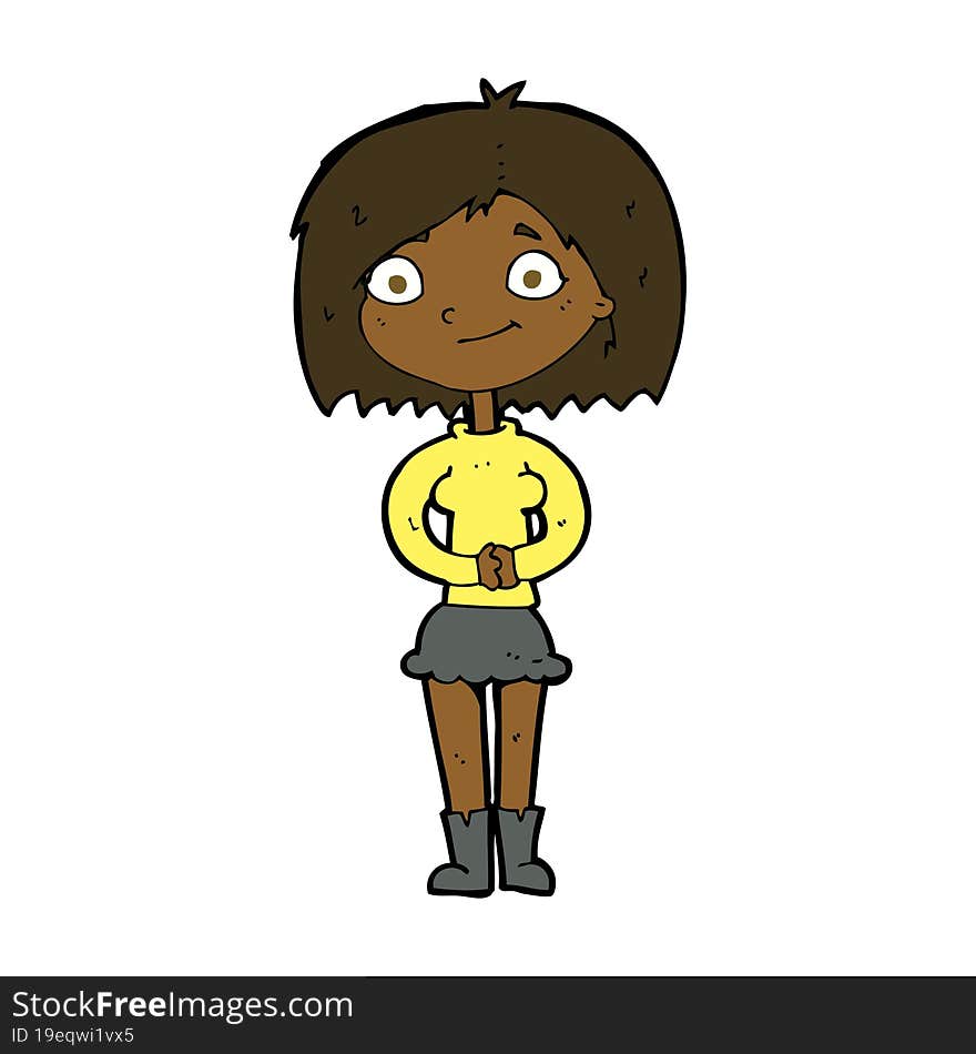 cartoon happy woman