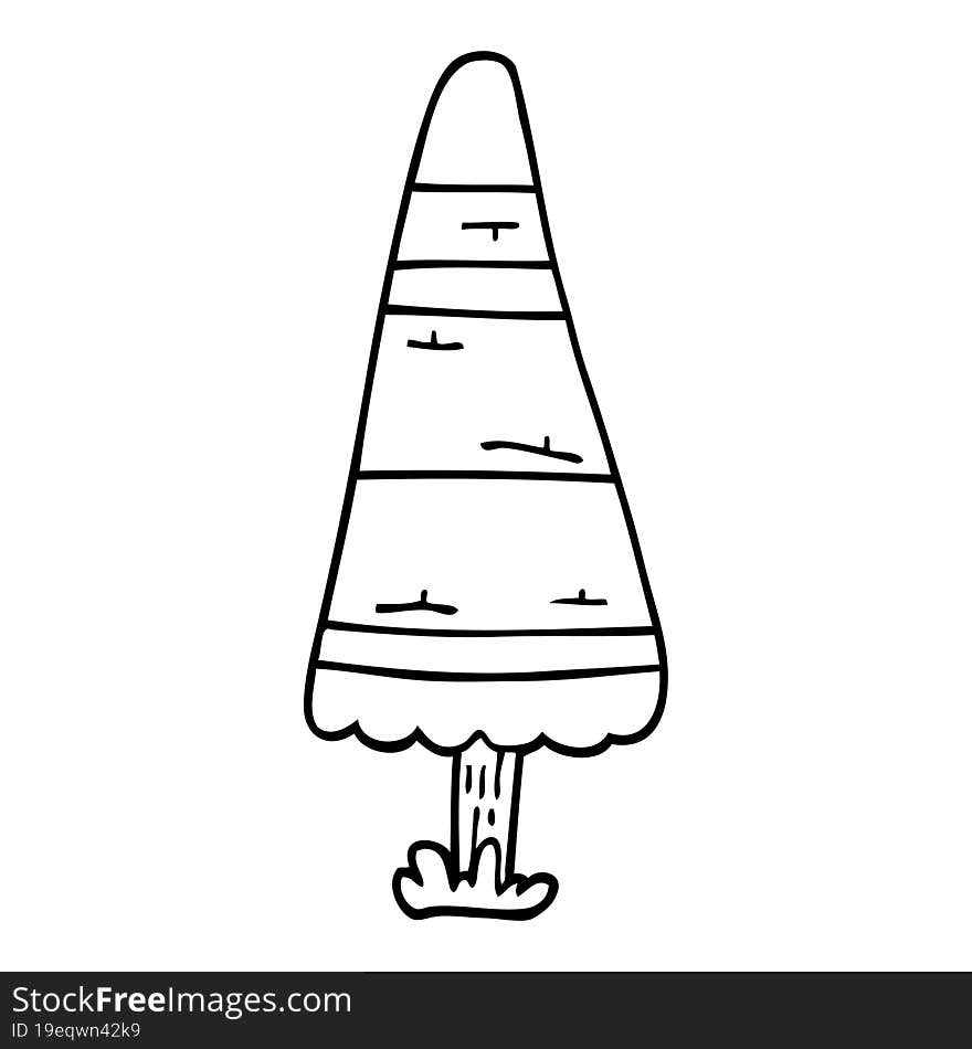 line drawing cartoon christmas tree