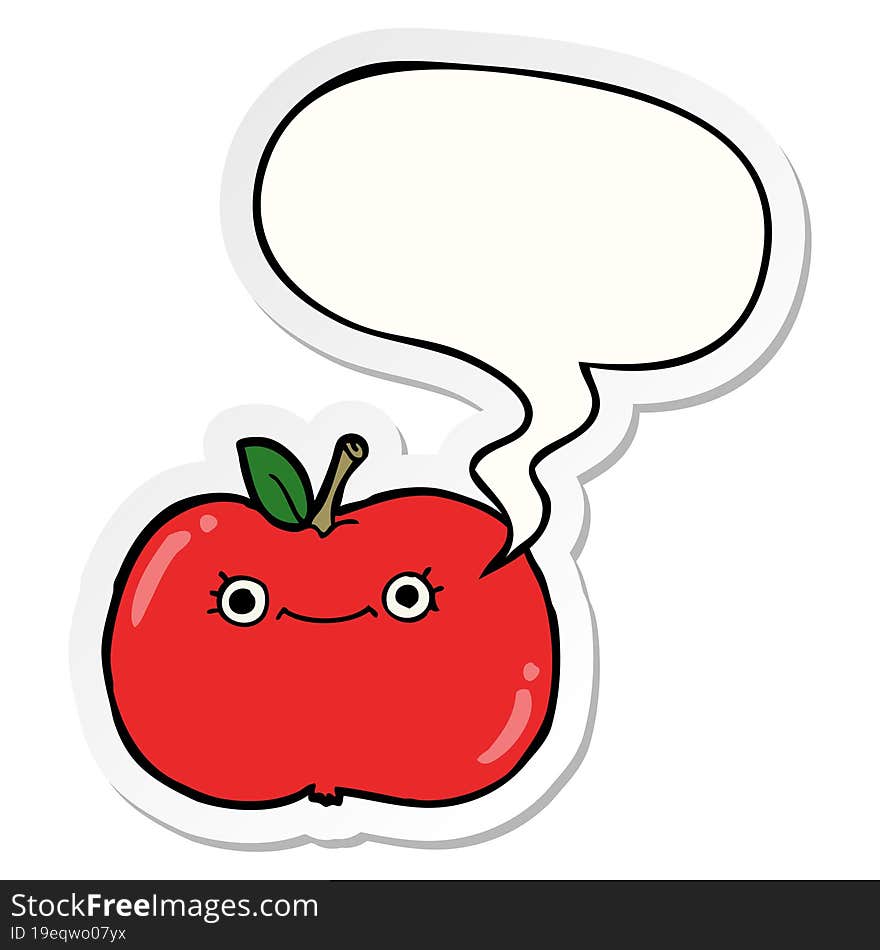 Cute Cartoon Apple And Speech Bubble Sticker