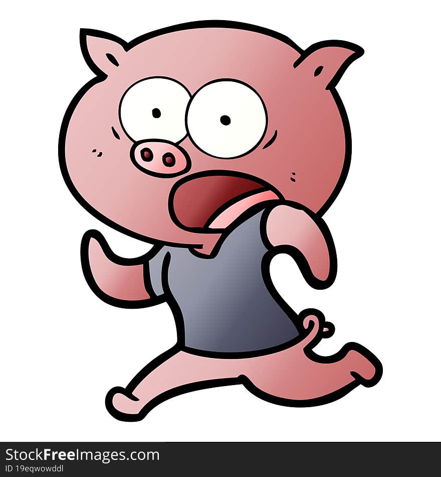 cartoon pig running away. cartoon pig running away