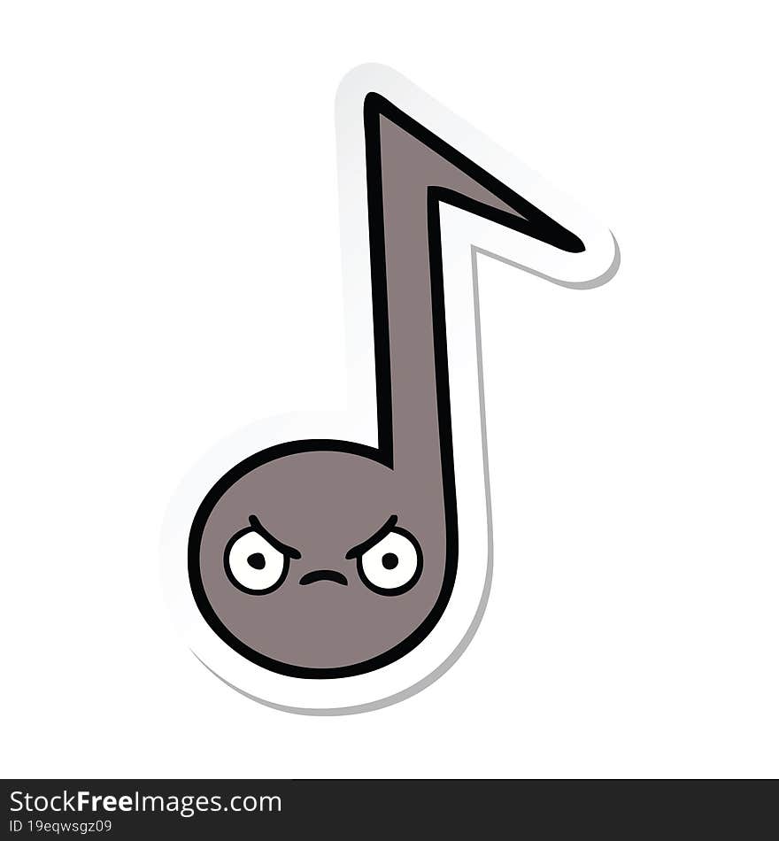 sticker of a cute cartoon musical note