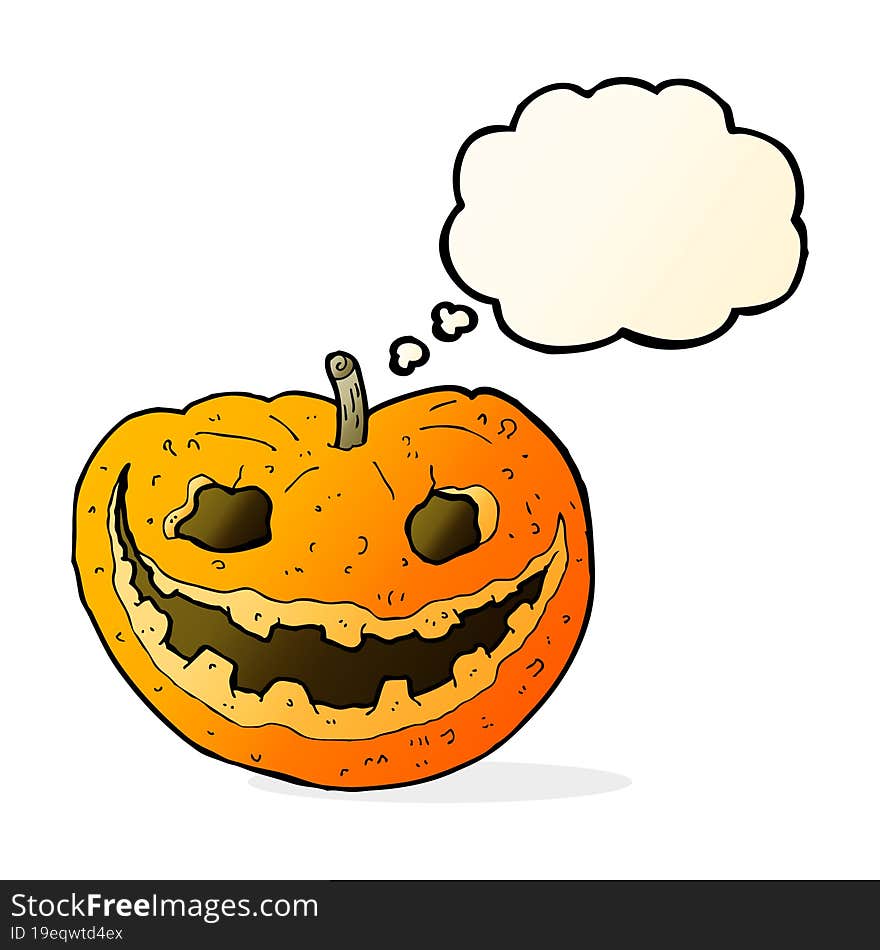 Cartoon Spooky Pumpkin With Thought Bubble