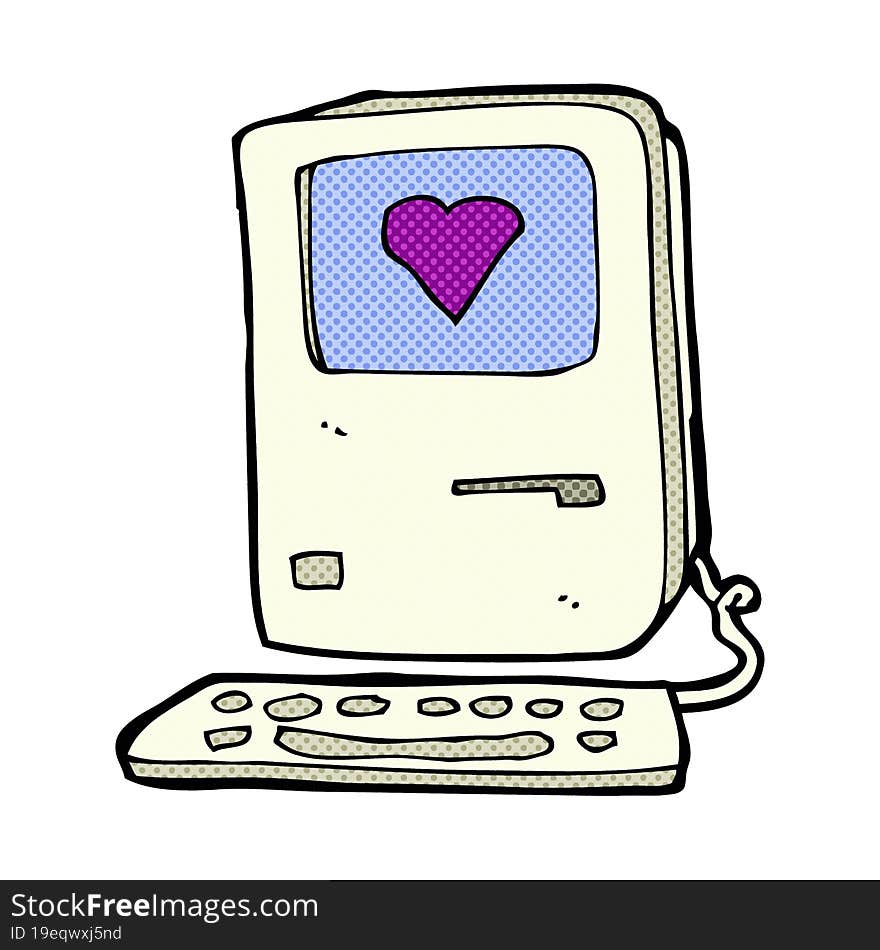 cartoon computer with love heart