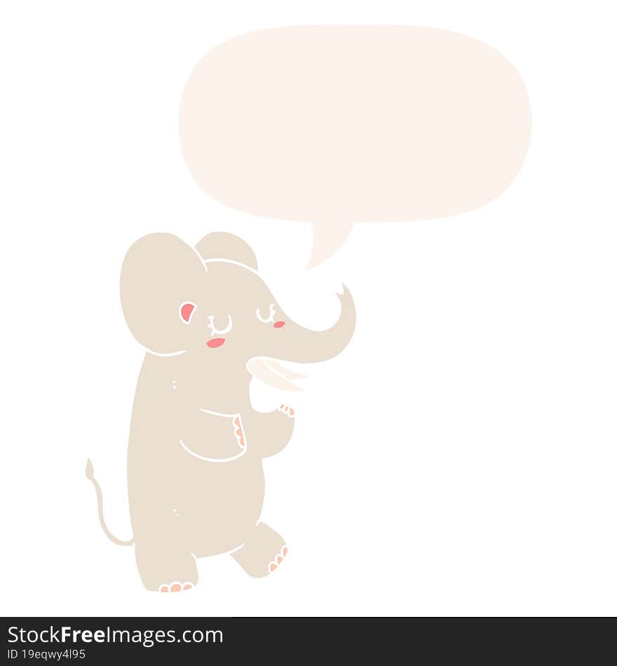 cartoon elephant and speech bubble in retro style