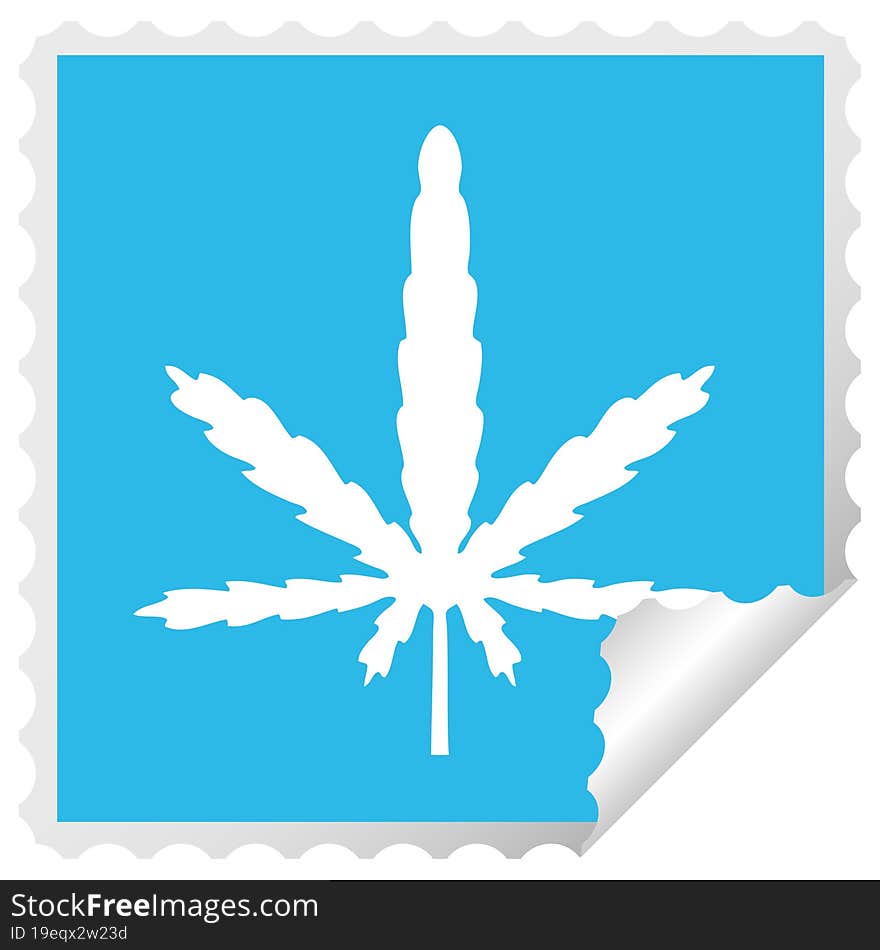 quirky square peeling sticker cartoon marijuana