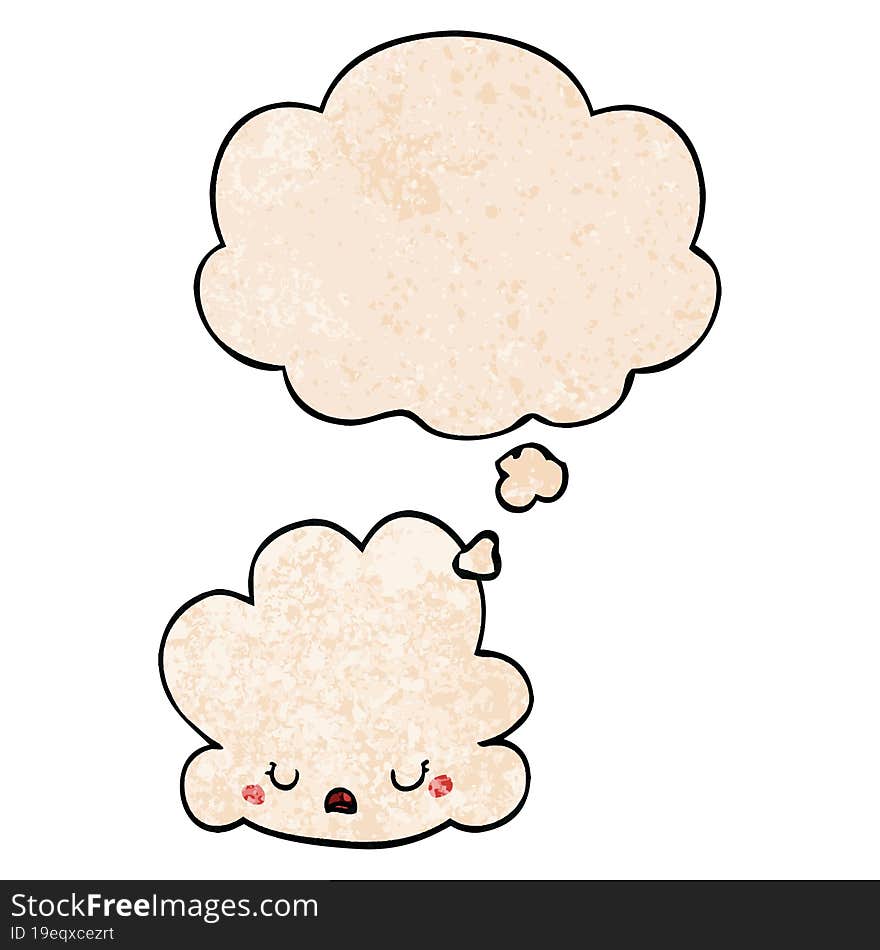 Cute Cartoon Cloud And Thought Bubble In Grunge Texture Pattern Style