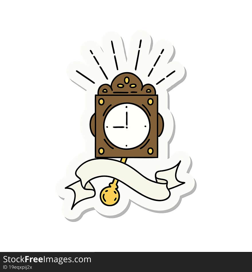 sticker of tattoo style ticking clock