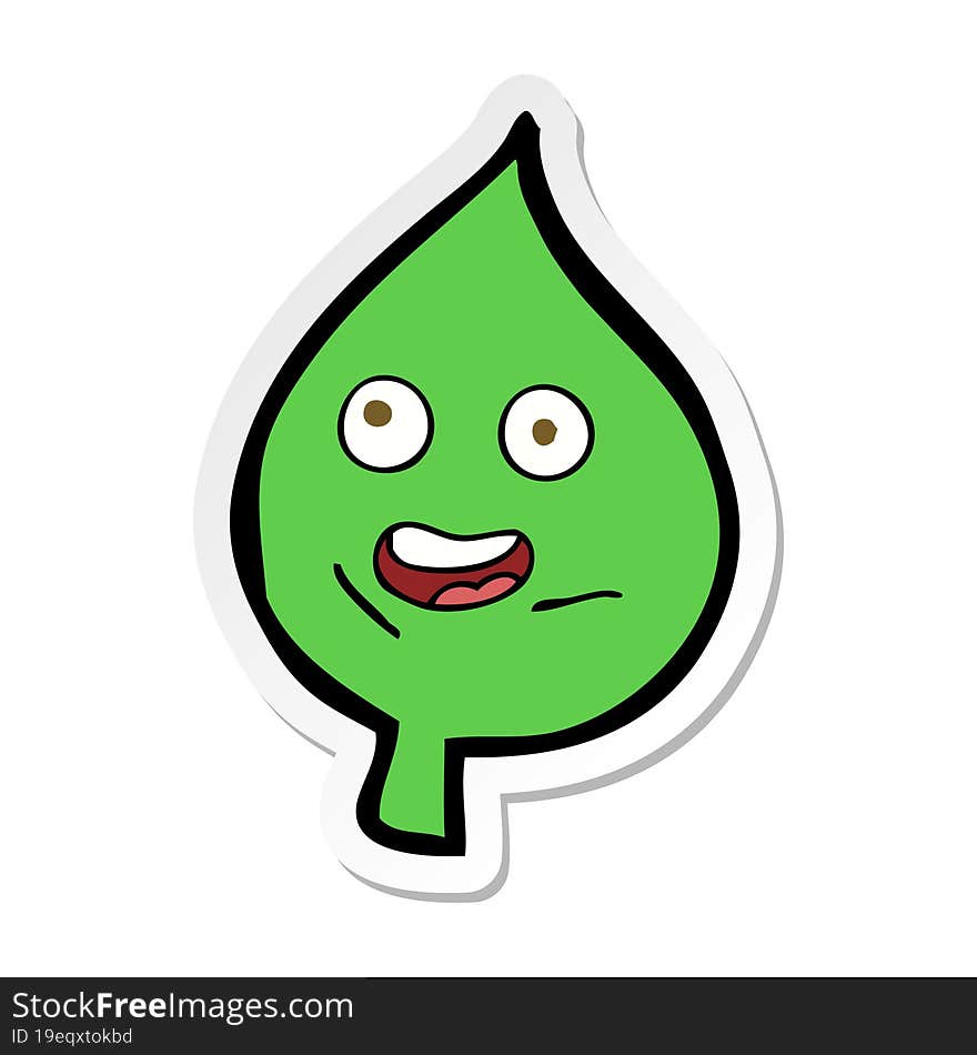 sticker of a cartoon happy leaf